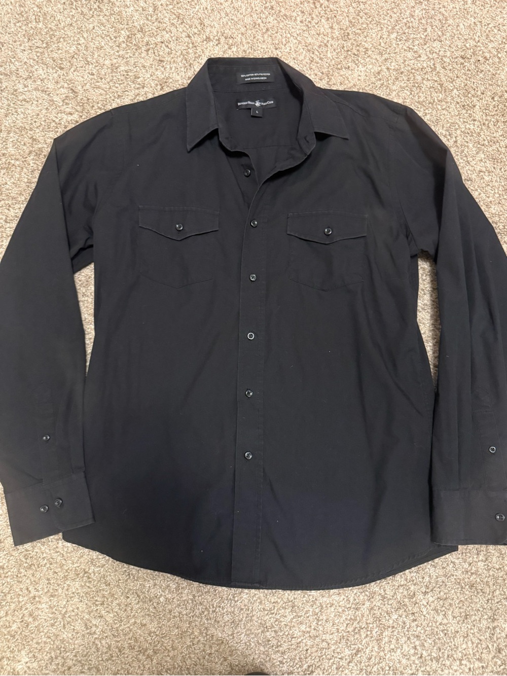 Beverly Hills Polo Club Black Long-Sleeve Button-Down Shirt